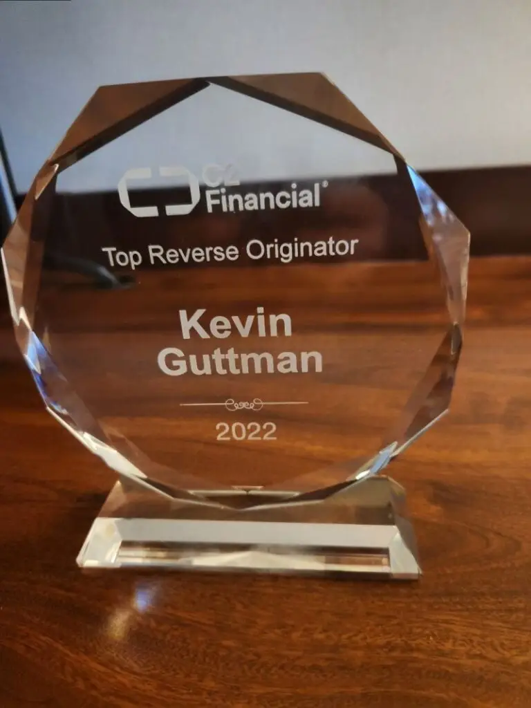 Kevin Guttman 2022 C2 Financial Top Reverse Originator Award